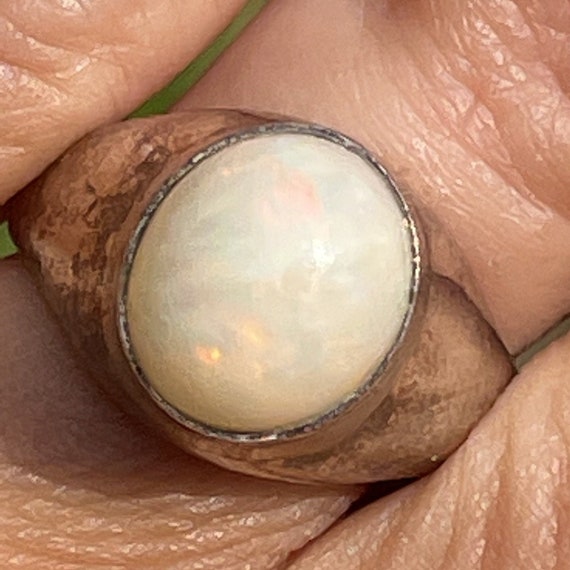 Mexican Fire Opal 4 Ct Dragons Egg Signet Ring in… - image 9