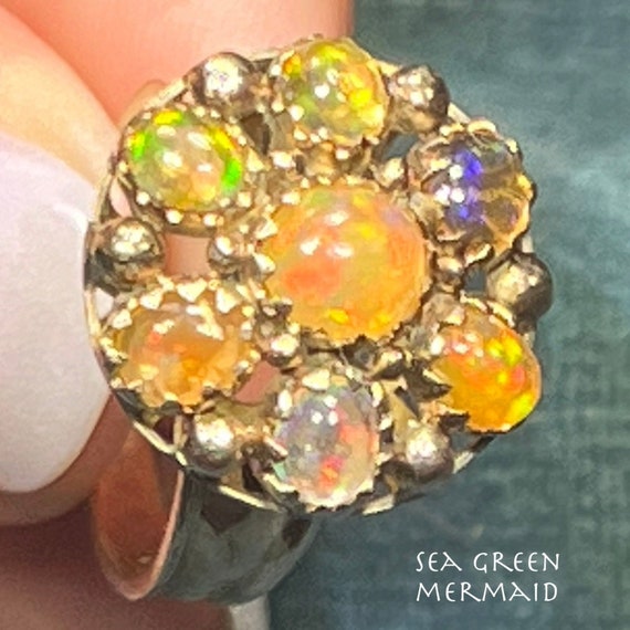 14k Yellow Gold Mexican Boulder Fire Opal Ring. 0… - image 1