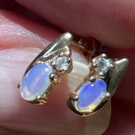 10k Yellow Gold Australian Lavender Jelly Opal & … - image 9