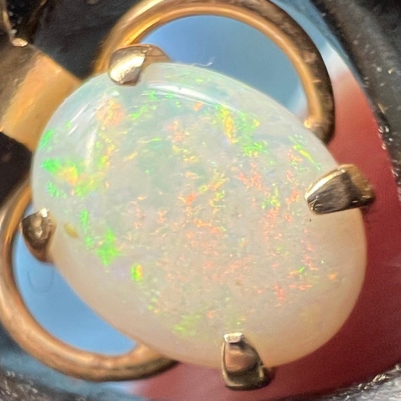 14k Yellow Gold Australian Opal in Onyx Heart Pen… - image 2
