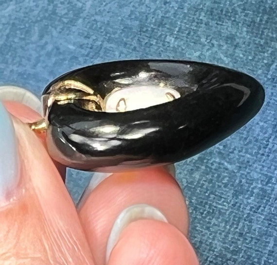 14k Yellow Gold Australian Opal in Onyx Heart Pen… - image 10