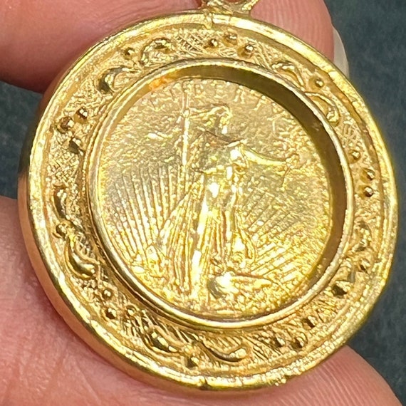 10k Gold "Walking Liberty" Coin Pendant. Small Re… - image 6