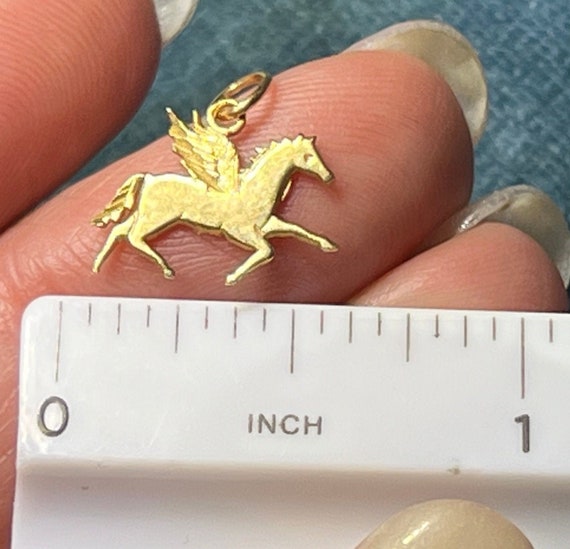 14k Yellow Gold PEGASUS Pendant. Tiny! 1/2" - image 2