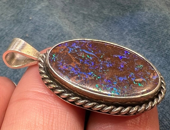 Australian Koroit Boulder Opal Pendant in Sterlin… - image 4