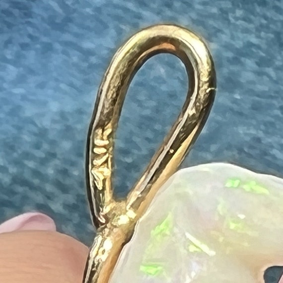 14k Gold Carved Australian Opal GEISHA Pendant **… - image 6