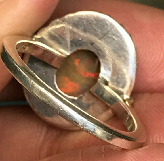 Mexican "On Fire" Opal Ring in 925 Sunburst Mount… - image 3