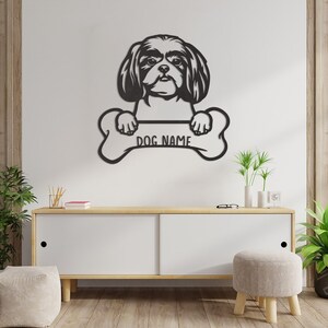 Personalisierte Shitzu Hund, Wanddekoration Shitzu, Wanddekoration Hundename, Wanddekoration Hund, personalisiertes Geschenk, Wanddekoration Holz