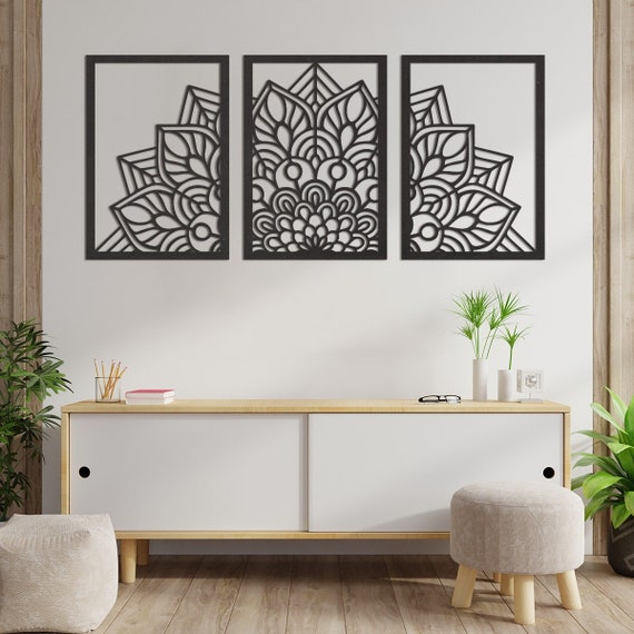 Wooden Wall Decoration Mandala 3 Parts Wall Decoration Living Room Wall Decoration Bedroom Wall Art Home Decor to Hang on the Wall Etsy Canada