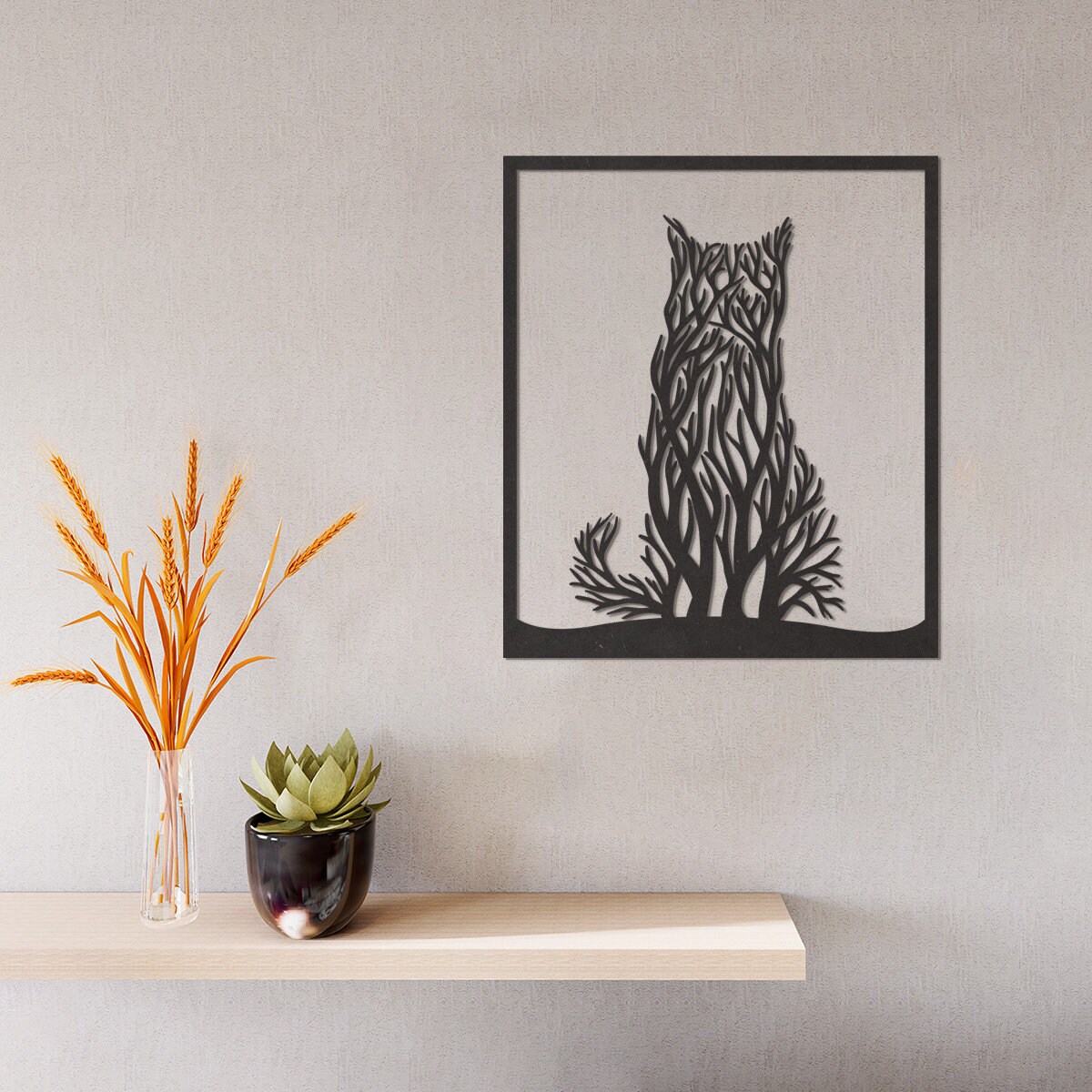 Wooden Wall Decoration Cat Wall Decoration Living Room Wall Etsy