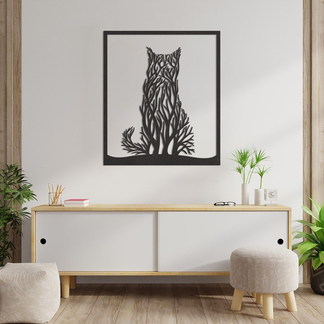 Wooden Wall Decoration Cat Wall Decoration Living Room Wall Etsy