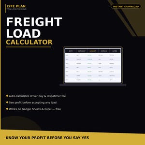 Kit Inicial para Negócios de Transporte Rodoviário | Calculadora de Carga + Controle de Despesas | Pacote de Planilhas para Proprietários-Operadores | Google Sheets e Excel