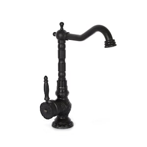 Black Brass Bathroom Faucet: Antique Style Single Handle Tap