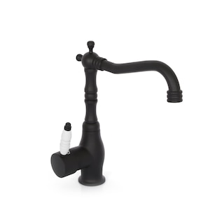 Black Brass Bathroom Faucet: Antique Style Single Handle Tap