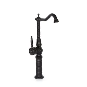 Black Brass Bathroom Faucet: Antique Style Single Handle Tap