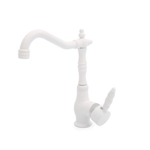 White Brass Bathroom Faucet: Single Handle Hot and Cold Tap