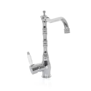Silver Brass Kitchen Faucet: Single Handle Hot Cold Tap