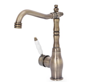 Retro Bronze Brass Faucet: Single Handle Hot Cold Tap