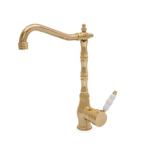 Gold Messing Badezimmer Wasserhahn: Einhand Warm- und Kaltwasserhahn