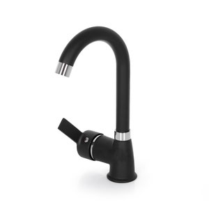 Black Brass Kitchen Faucet: Single Handle Hot and Cold Water Tap