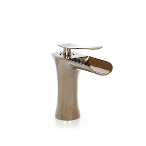 Gold Waterfall Brass Faucet: Single Handle Hot Cold Tap