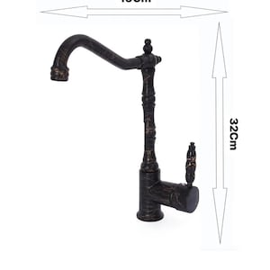 Black Gold Brass Bathroom Faucet: Antique Style Single Handle Tap