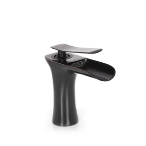 Black Waterfall Faucet: Brass Single Handle Hot Cold Tap