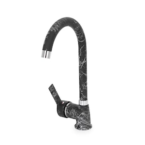 Black Veined Brass Faucet: Single Handle Hot Cold Tap
