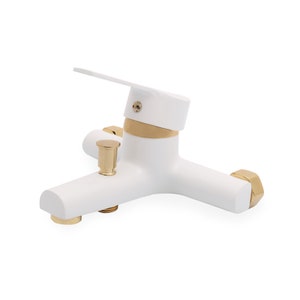 White Gold Bathroom Tap Faucet Water Tap Brass Material Sink Kitchen Bathroom Single Handle Hot and Cold Tap