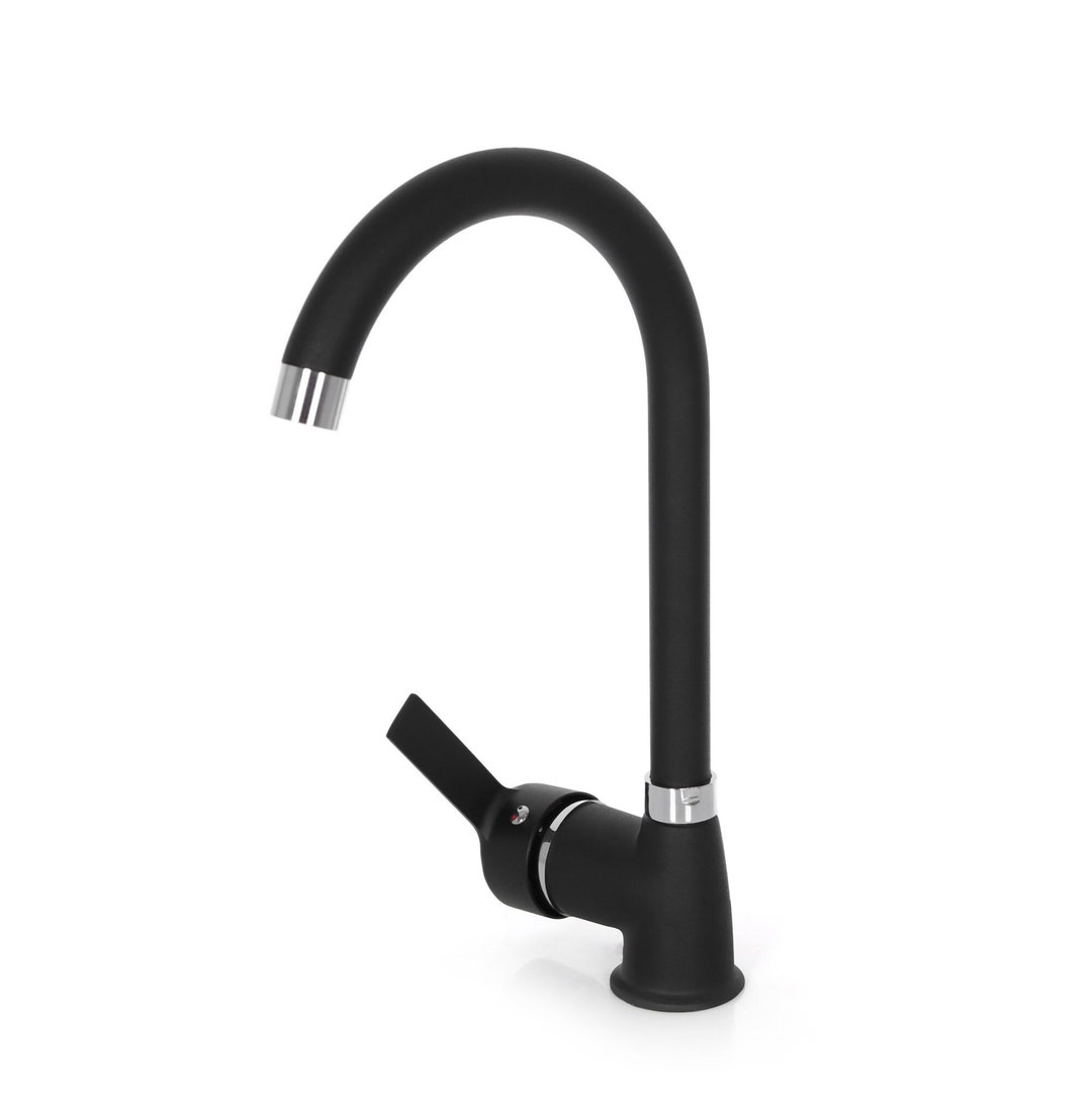 Black Silver Faucet Water Tap Brass Material Medium Size Sink Kitchen