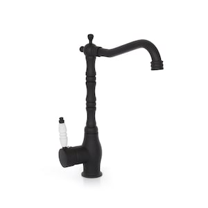 Black Brass Bathroom Faucet: Antique Style Single Handle Tap
