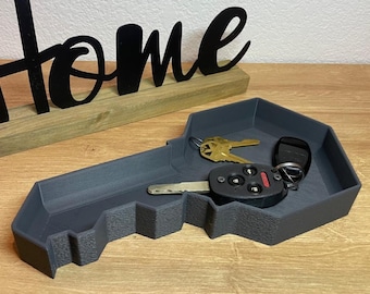 Key-Shaped Key Holder Tray – 3D Printed Catchall for Entryway, Home Decor Organizer, Modern Housewarming Gift