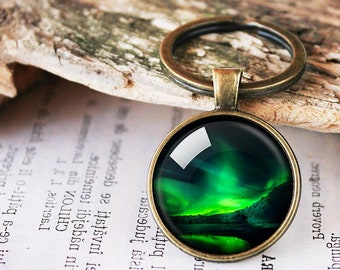 NEW Alaska Wolf Aurora Northern Lights 3D Keychain Souvenir Key Ring Chain Gift 