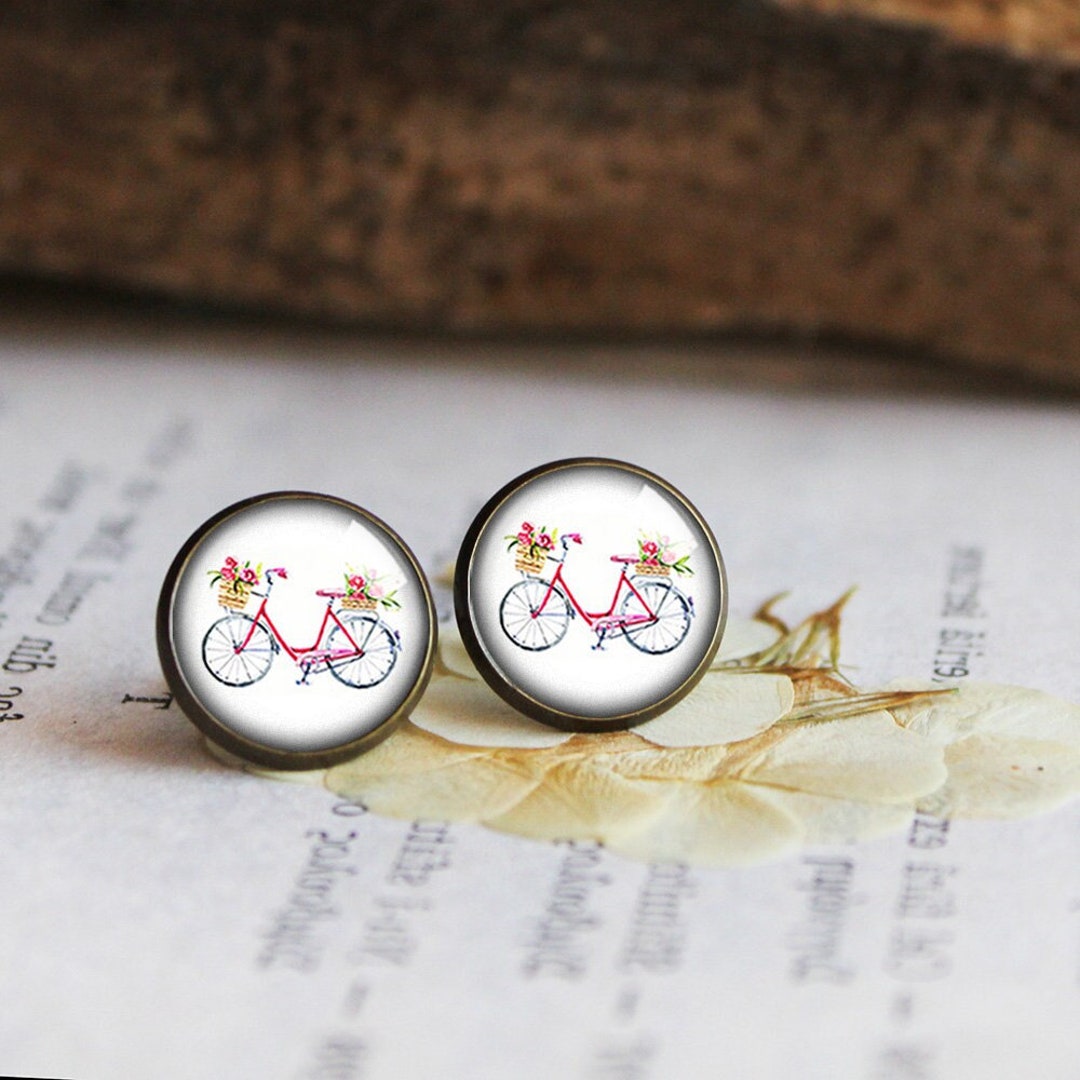 Bicycle Earrings Cyclist Earrings Bicycle Stud Earrings Etsy