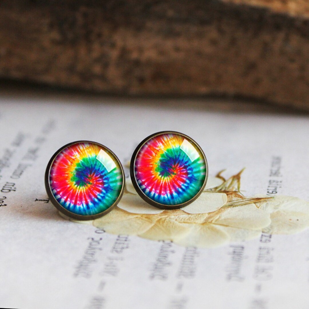 Tie Dye Earrings Tie Dye Studs Tie Dye Jewelry Swirl Tie Etsy