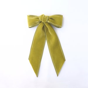 Laço de Veludo Verde / Laço de Viscose Luxo / Presilha Francesa Real / Veludo Dupla Face / Obrucci