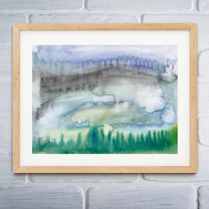 Abstract Watercolor Green, Green Wall Art, Modern Art, Instant Download, Greenery, Green and Blue, Watercolor Painting, Abstract Art