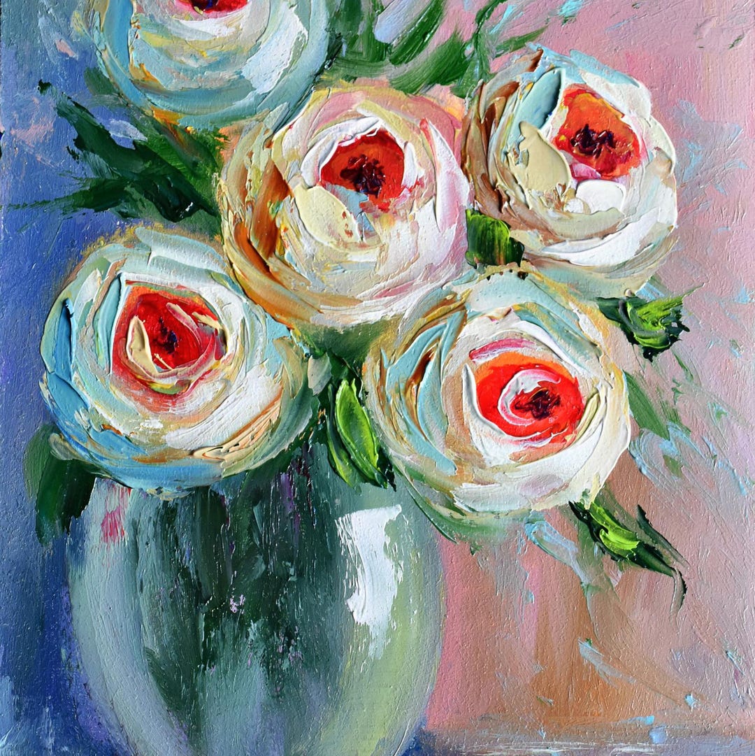 Live Art Roses Rose Painting Roses Still Life Art Floral Painting Pink Floral Oil ...
