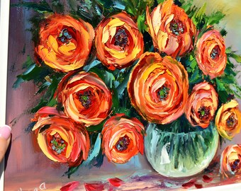 gift flower lover  vibrant floral art hand painted artwork bouquet painting  colorful painting living room wall art  modern art  kitchen oil