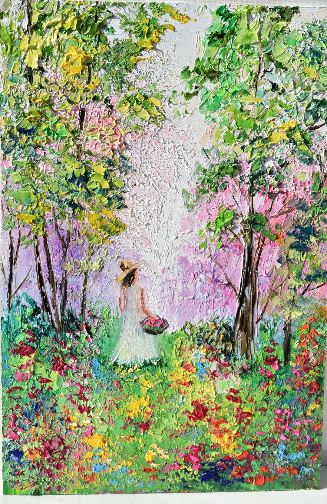 Landscape Girl Painting in Oil Painting Landscape Nature Colorful Oil ...