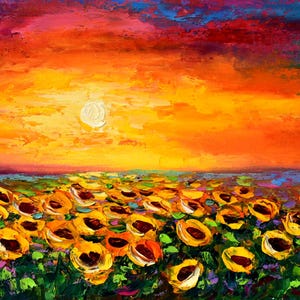 sunflowers painting sunflower art field of sunflowers art flower painting sunflower artwork floral oil painting hand painted artwork oil art