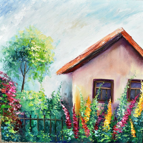 wall art romantic Colorful oil art oil art floral artwork painting in oil countryside painting colorful landscape Summer painting landscape