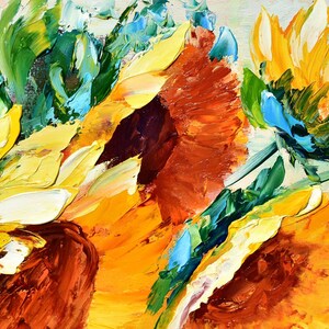 Sunflower Wall Art Still Life Painting Wildflowers Oil Art Palette ...