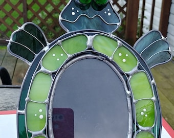 Stained glass turtle picture frame