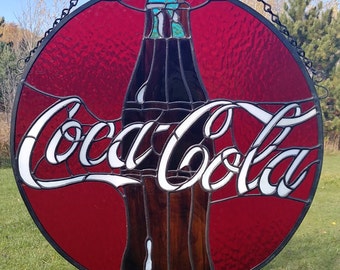 Coca-Cola Inspired Stained Glass Panel
