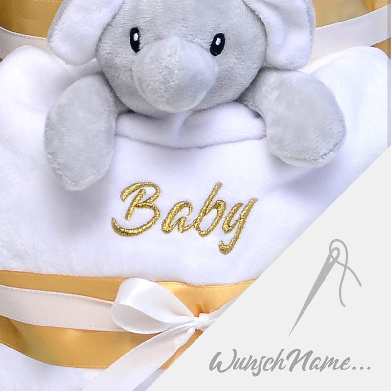 Windeltorte Neutral - Baby Willkommensgeschenk Mit Wickelkommode Organizer & Kuscheltier
