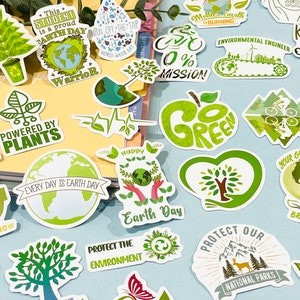 Earth Day Aufkleber, Protect Natur Umweltfreundliches Aufkleber-Set, Ocean Recycling grüne Aufkleber für Organisation, Planer, Volunteer