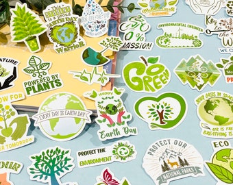 Earth Day Sticker, Protect Nature Environment friendly sticker Set, Ocean Recycling Green Stickers for Organisation, Planner, Volunteer