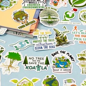 Natur Aufkleber Rettet den Planetenbaum Aufkleber Tag der Erde Grün Aufkleber Set Umwelt-Aufkleber Weltmeertag Aufkleber Zero Waste Slogans Zeichen Geschenk