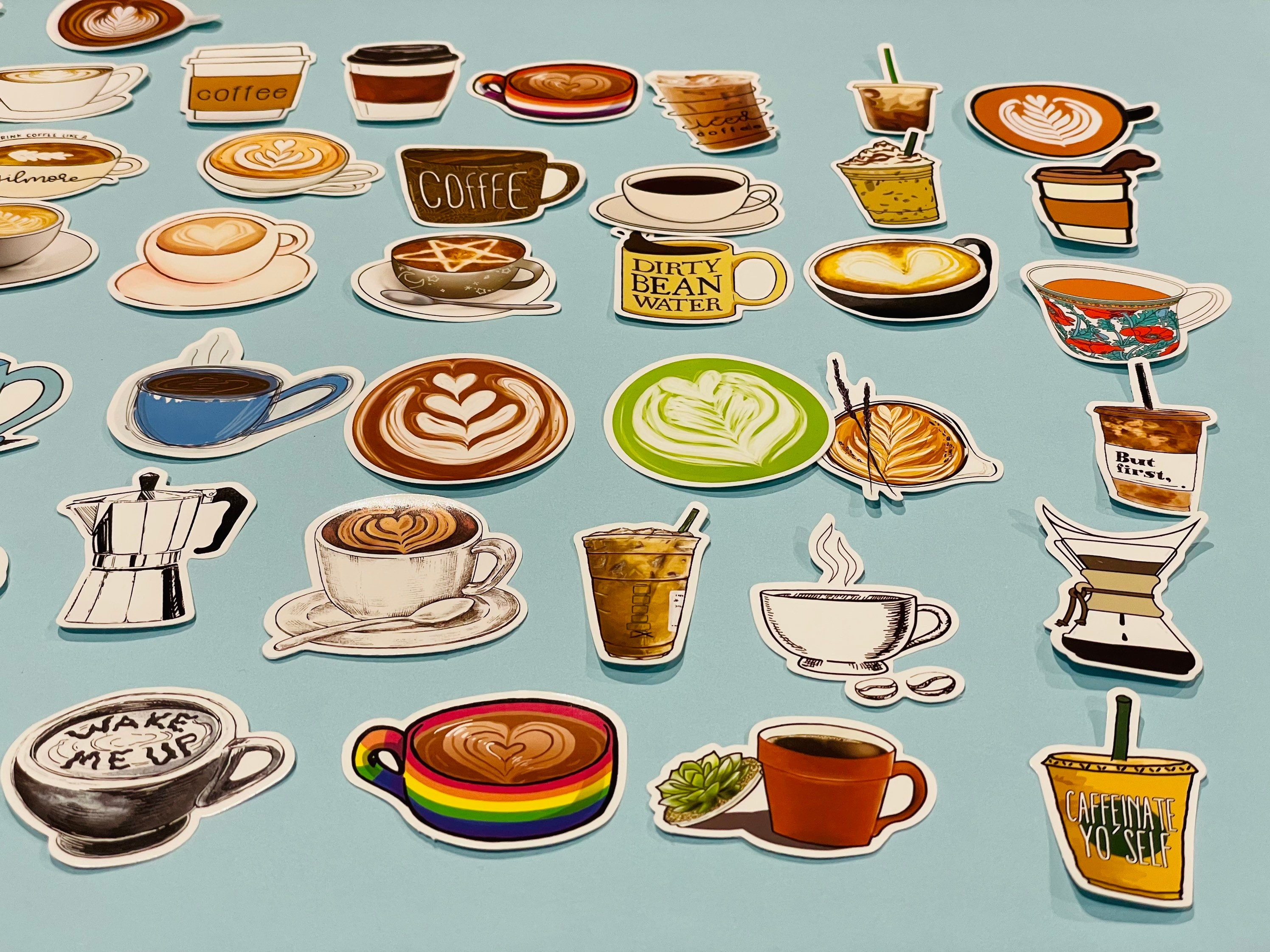 50pcs Cute Cafe Coffee Stickers Set for Planner Journal Scrapbooking ...