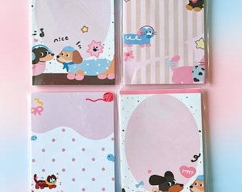 50 page Sausage Dog Memo Pad, Kawaii Notepad, Cute Dog Writing Pad, Planner Stationery, Daily To Do List,School Supplies, Gift for Dog Lover